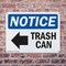 Signmission Trash Can (Left Arrow), 10 in W x Rectangle, Plastic OS-2PACK-NS-P-710-L-18723 - alternate 6